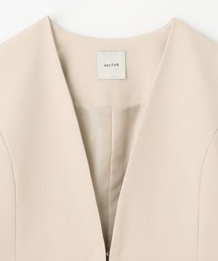 ANY 【WEB限定】ダブルクロスストレッチ Ｖネックノーカラージャケット ベージュ
