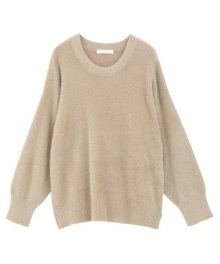 Green Parks シャギークルーネックニットプルオーバー Gray Beige