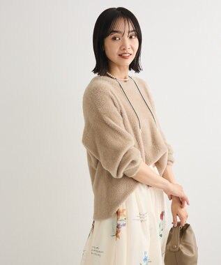 Green Parks シャギークルーネックニットプルオーバー Gray Beige