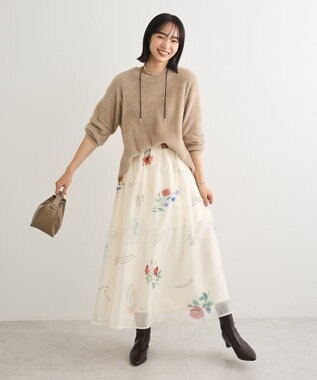Green Parks シャギークルーネックニットプルオーバー Gray Beige