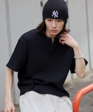 WEGO 【ユニセックス着用ITEM/MLサイズ展開】ワッフルヘンリーネックT（SS）