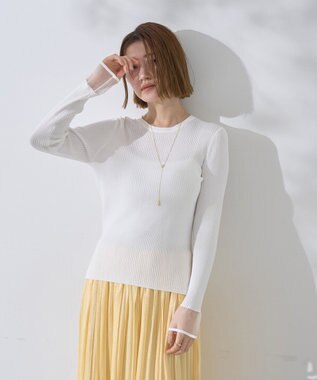 YECCA VECCA 袖口シアーリブニット