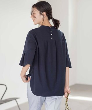 組曲 【UVケア・接触冷感】ライトアムンゼンジャージー袖フレア トップス ネイビー系