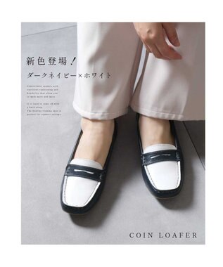 Pointer 〈新色追加〉本革ドライビングシューズ ダークネイビー×ホワイト