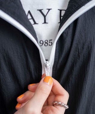 WEGO シアーナイロンラインショートパーカー ブラック