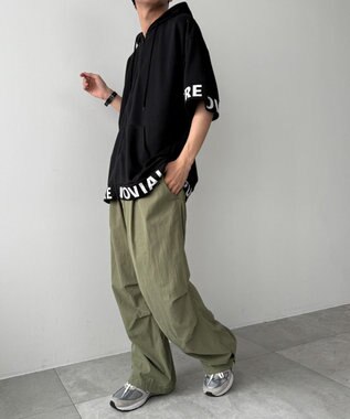 WEGO 【MLXLサイズ展開】グラフィックZIPパーカー（SS） ブラック