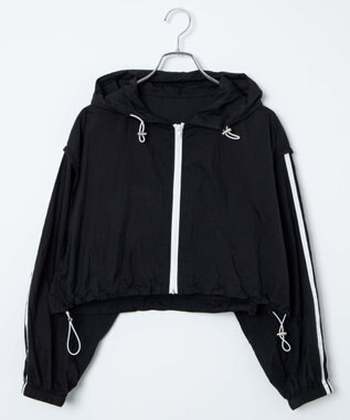 WEGO シアーナイロンラインショートパーカー ブラック