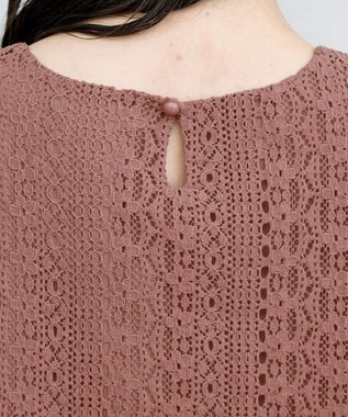 Tiaclasse L 【洗える】レースコンビチュニックブラウス モーヴピンク