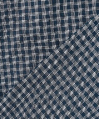 UNFILO MENS イージーケア エアリーシアーシャツ 半袖 ネイビーチェック