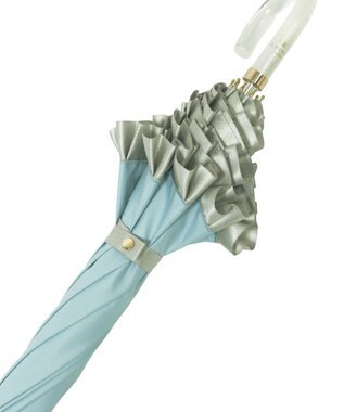 MOONBAT 【一級遮光/晴雨兼用】LANVIN en Bleu (ランバン オン ブルー) 長傘 日傘 シャイニーフリル 遮光 遮熱 UV サックスブルー