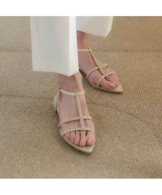 MODE ET JACOMO <carino>ポインテッドトゥTストラップサンダル ベージュエナメル