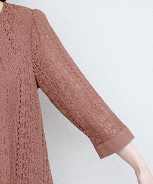 Tiaclasse L 【洗える】レースコンビチュニックブラウス モーヴピンク