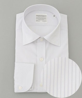 GOTAIRIKU 【形態安定】PREMIUMPLEATS_セミワイド 通年ドレスシャツ ライトグレー系1