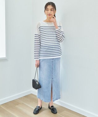 ANY L フロントスリットデニムスカート ブリーチ