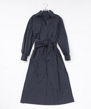 #Newans 【ANSWER for 産前産後ママ】リボン取り外し可能！シャツカラーワンピース ネイビー系