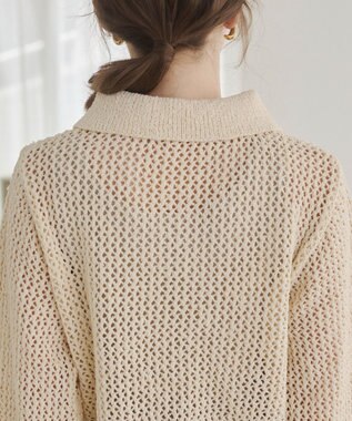 WEGO 【ANGIE VINTAGE】MIXメッシュポロニット ホワイトアイボリー