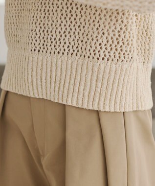 WEGO 【ANGIE VINTAGE】MIXメッシュポロニット ホワイトアイボリー