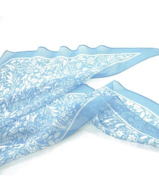 Marca ＜洗えるシルク＞【Marcaオリジナル】小枝更紗 ウォッシャブル シルクローン剣先ストール サックス