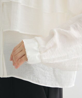 Green Parks シアーフリルショート丈ブラウス Off White