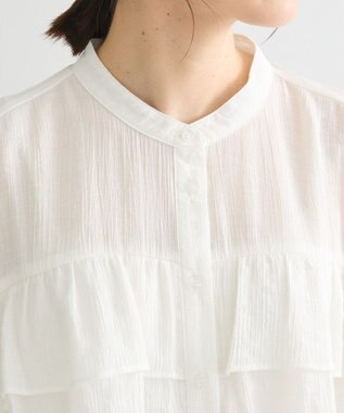 Green Parks シアーフリルショート丈ブラウス Off White