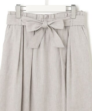 23区 L 【SLOW/洗える】リネンコットン スカート ライトグレー系