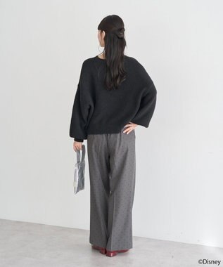 earth music&ecology 【予約】Disney/ミッキーコード刺繍ニットプルオーバー ブラック