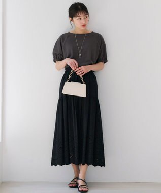 ANY SIS 【洗える】スカラヘムティアード スカート ブラック