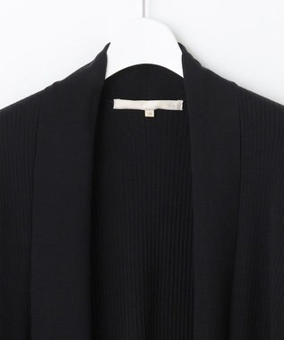 自由区 【WEB限定/洗える/セット着用可】レーヨンストレッチ ミドル丈カーディガン ブラック系