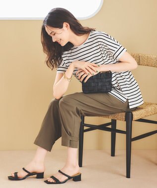 J.PRESS LADIES 【2WAY・洗える】ポリエステルリネンパンプキンシェル ベイカー パンツ カーキ系