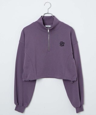 WEGO 【新色追加】ドロストデザインハーフZIPスウェット パープルその他