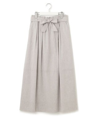 23区 L 【SLOW/洗える】リネンコットン スカート ライトグレー系