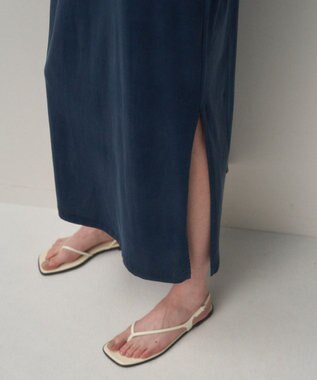 ATON HARD WASHED SUVIN | オーバーサイズＴシャツドレス NAVY