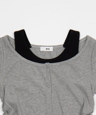WEGO カーデドッキングレイヤードロンT 杢グレー