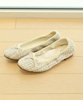 nouvelleRobe Oū 【本革・高反発】Round ラウンドトゥ ツイードバレエシューズ ベージュファブリック