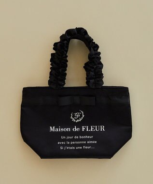 Maison de FLEUR ブランドロゴフリルハンドルトートSバッグ Black