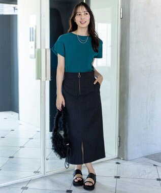 ANY SIS 【接触冷感・UVカット・洗える】ビューティクール フレンチ ニットＴ グリーン