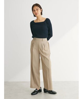 Green Parks パイピングサイドラインワイドパンツ Beige