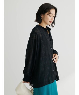 Green Parks 総レースシャツ Black