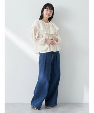 earth music&ecology マルチｗａｙカラーメッシュブラウス Ivory