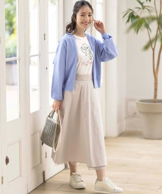 ANY SIS 【接触冷感・UVケア】ニットフーディー カーディガン ライトブルー