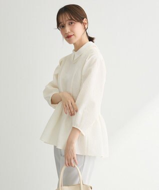 Green Parks ef-de 衿取り外しペプラムブラウス Ivory