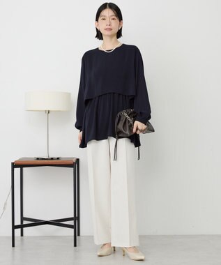 AMERICAN HOLIC 【イージーケア】Ｗクロスティアードブラウス Dark Navy