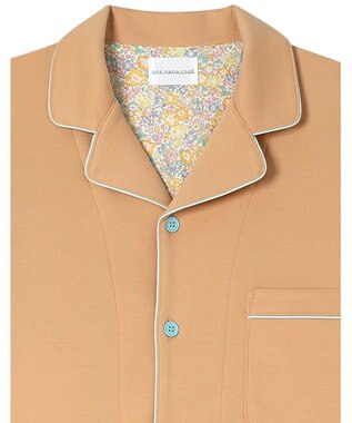 une nana cool 【綿混】ハイゲージダブルエアー メンズ長袖開襟 MADE WITH LIBERTY FABRIC オレンジ