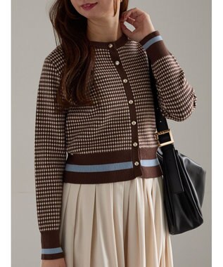 Te chichi バイカラークラシカルカーディガン ブラウン