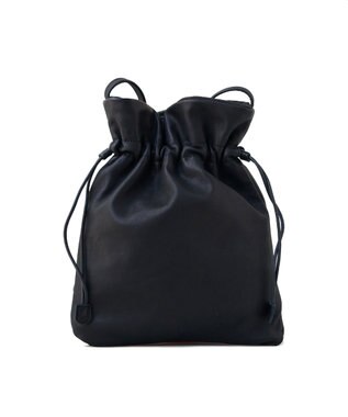 FOLNA RD ソフトレザー巾着ショルダーバッグ ブラック