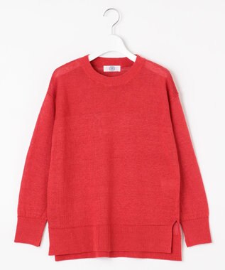 J.PRESS LADIES 【洗える・吸水速乾】 マーセライズコードリネン ニット レッド系