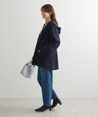 Green Parks フード取り外しハーフコート Dark Navy