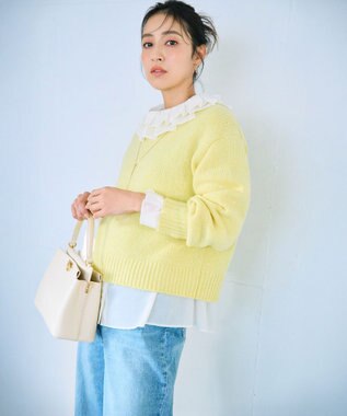 23区 L 【GISELe掲載】ウールカシミヤ パフスリーブ ニット ライトイエロー系