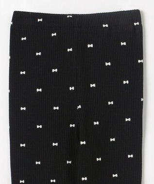 ANY KIDS 総柄テレコ レギンス ブラック×リボン