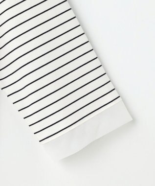 J.PRESS LADIES S スムースジャージー ボーダー カットソー オフ×ネイビー系